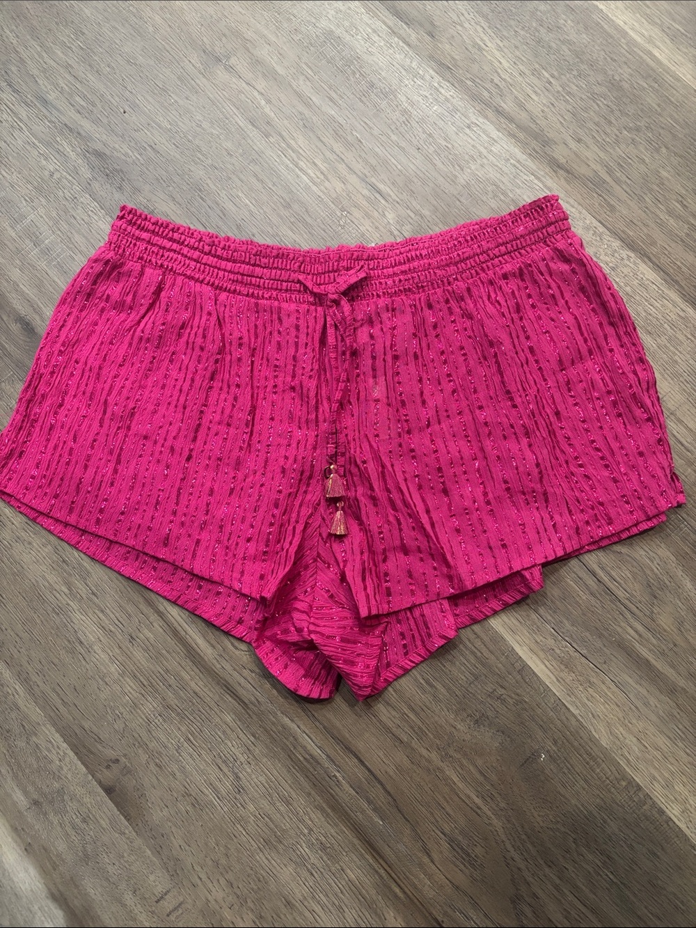 Victoria's Secret Hot Pink Textured Tie-Front Lounge Shorts